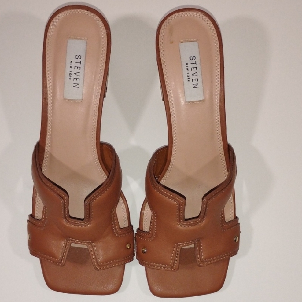 Steven By Steve Madden Tan Leather Slide Mules